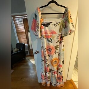 Puff sleeve midi dress